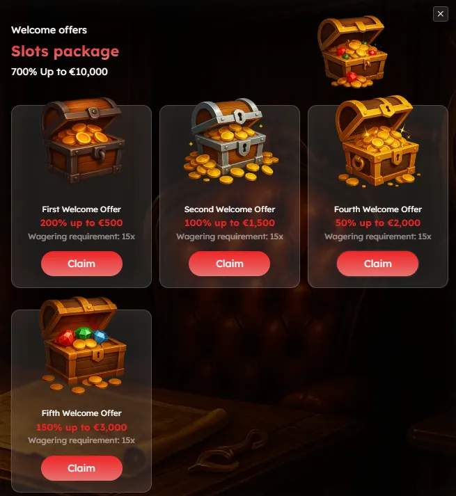700% up to €10 bonus offer