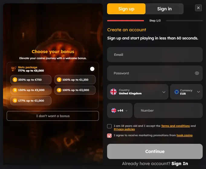 Account login and registration
